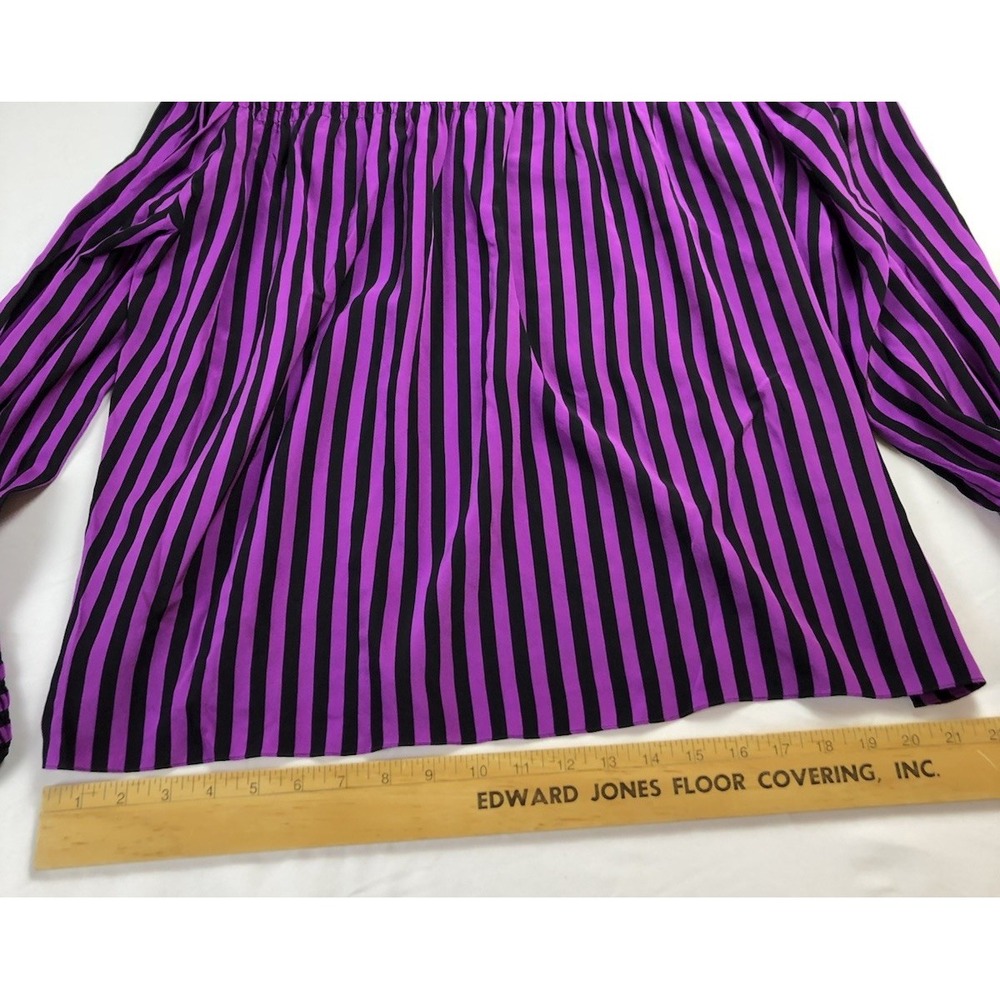 Vintage Mary McFadden for Jack Mulqueen Silk Blouse Skirt Set Purple Black Sz 8 - Picture 6 of 12